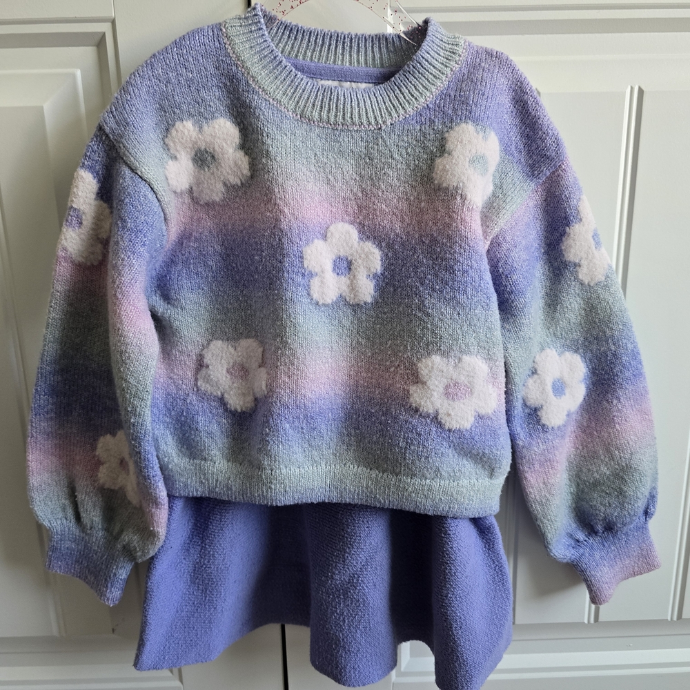 Cupcakes & Cashmere Multicolor Knit Sweater And Skirt For Girls